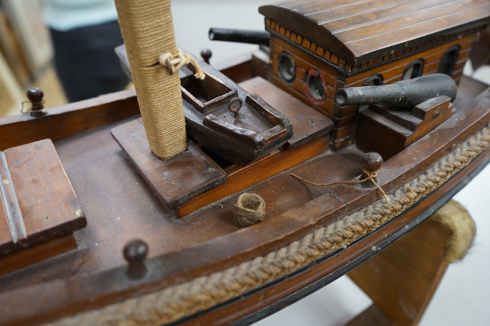 A model of a Chinese junk, a model ship and two other models of boats, largest 71cm in length